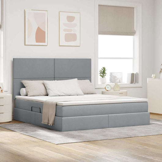 Letto con contenitore e LED Grigio chiaro 160 x 200 cm 3372363