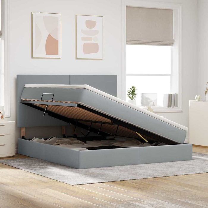 Letto con contenitore e LED Grigio chiaro 160 x 200 cm 3372363