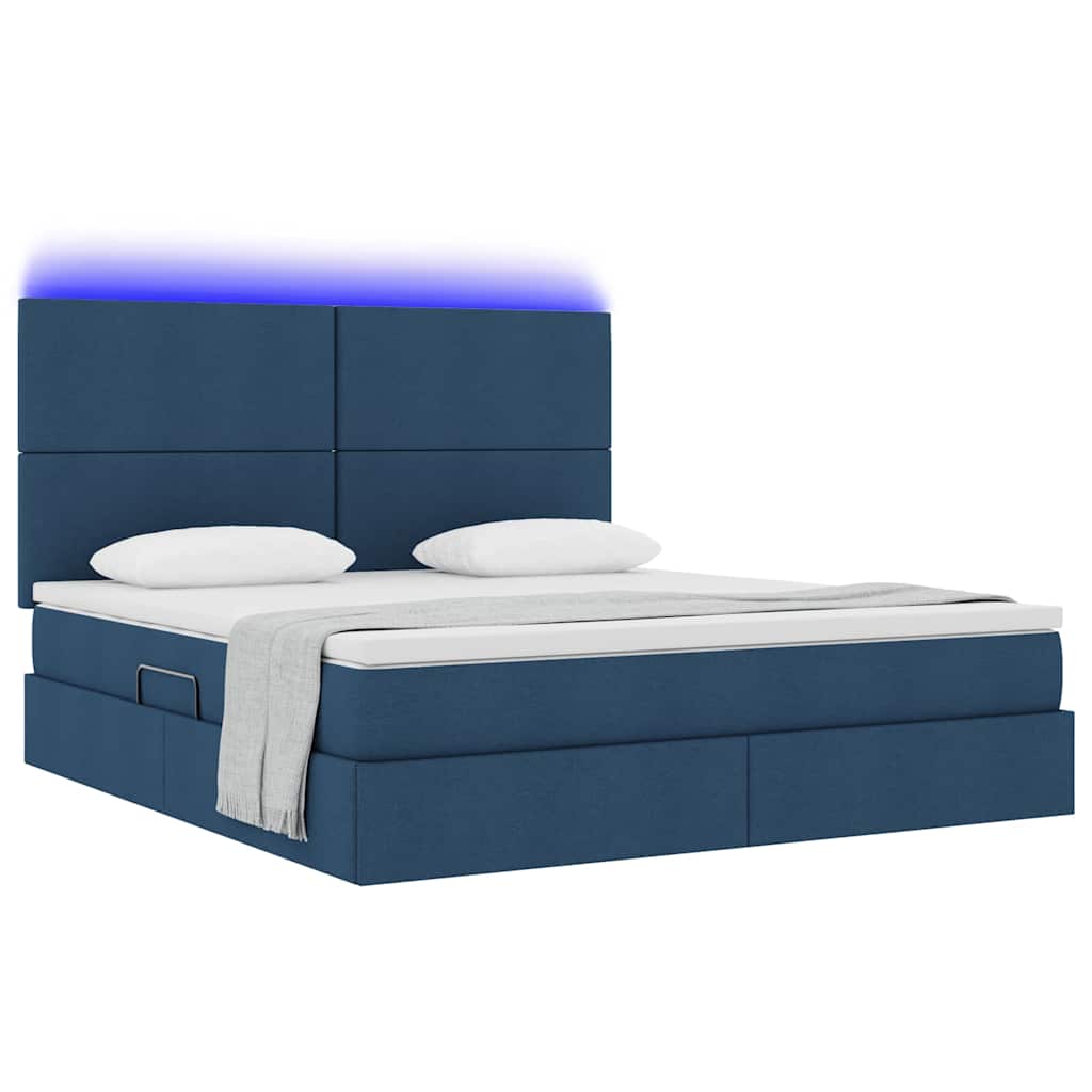 Letto con luci a strisce a LED Blu 160 x 200 cm Tessuto 3372368