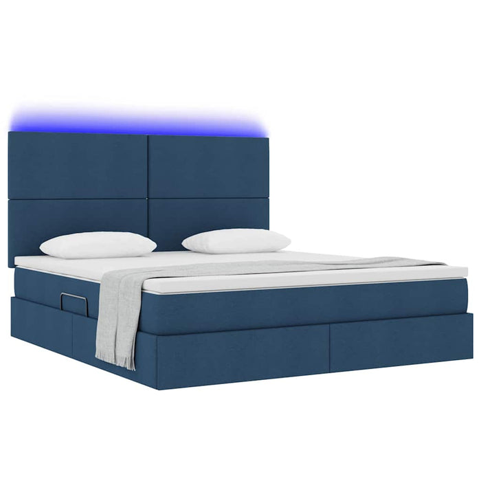 Letto con luci a strisce a LED Blu 160 x 200 cm Tessuto 3372368