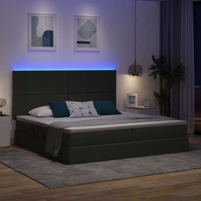 Letto con contenitore e LED con led Grigio scuro 200 x 200 cm 3372376