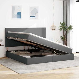 Letto con contenitore e LED con led Grigio scuro 200 x 200 cm 3372376