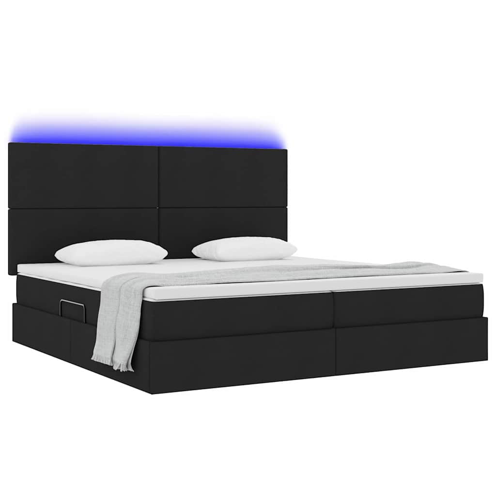 Letto con contenitore e LED Nero 200 x 200 cm Poliestere 3372377