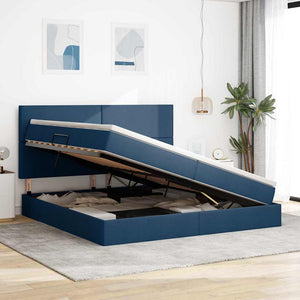Letto con contenitore e LED con led Blu 200 x 200 cm Poliestere 3372380