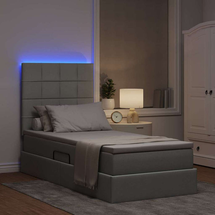 Letto con contenitore e LED con led Grigio chiaro 90 x 190 cm 3372384