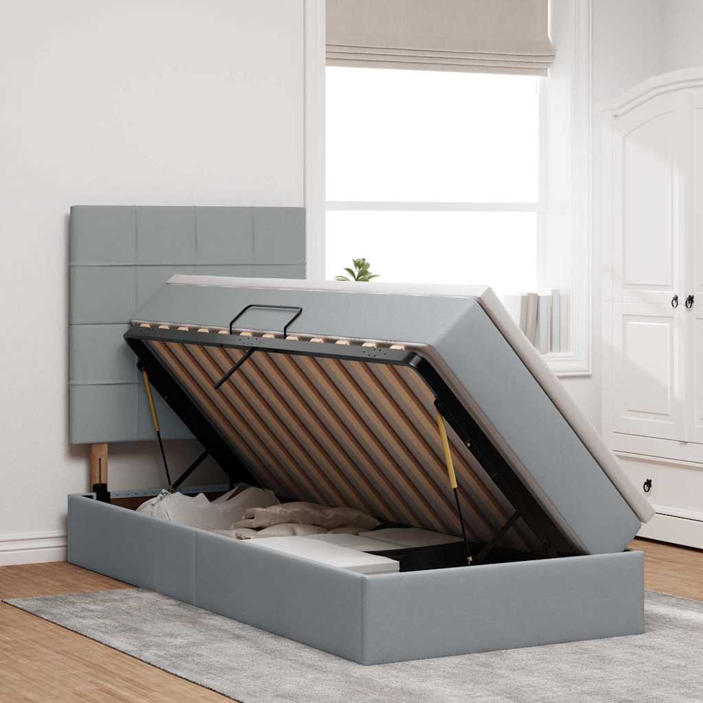 Letto con contenitore e LED con led Grigio chiaro 90 x 190 cm 3372384