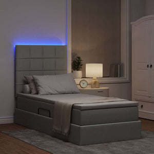 Letto con contenitore e LED con led Grigio chiaro 90 x 200 cm 3372390