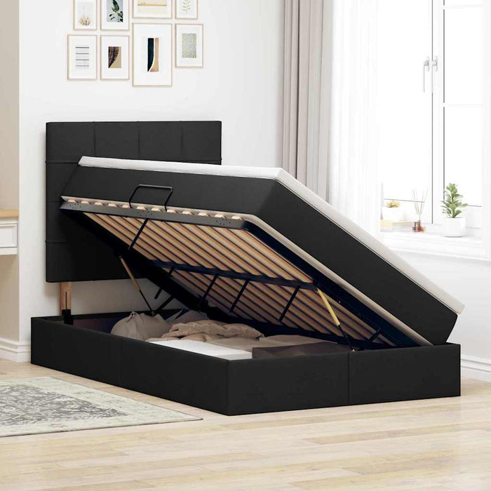 Letto con contenitore e LED Nero 120 x 190 cm Poliestere 3372404
