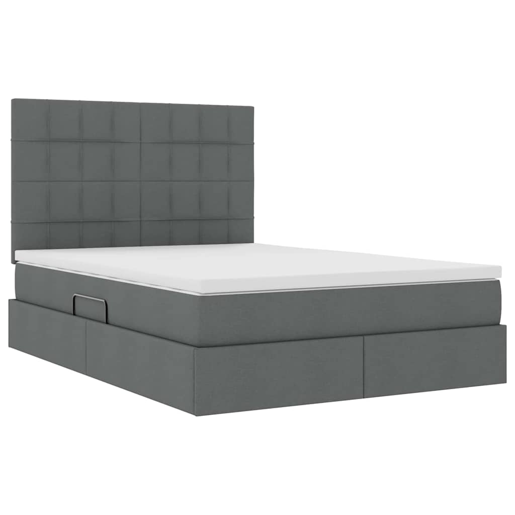 Letto con testiera Grigio scuro 140 x 190 cm Tessuto 3372415