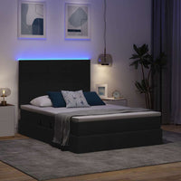 Letto con luci a strisce a LED Nero 140 x 190 cm Tessuto 3372416