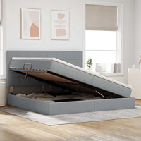 Letto con contenitore e LED con led Grigio chiaro 200 x 200 cm 3372438