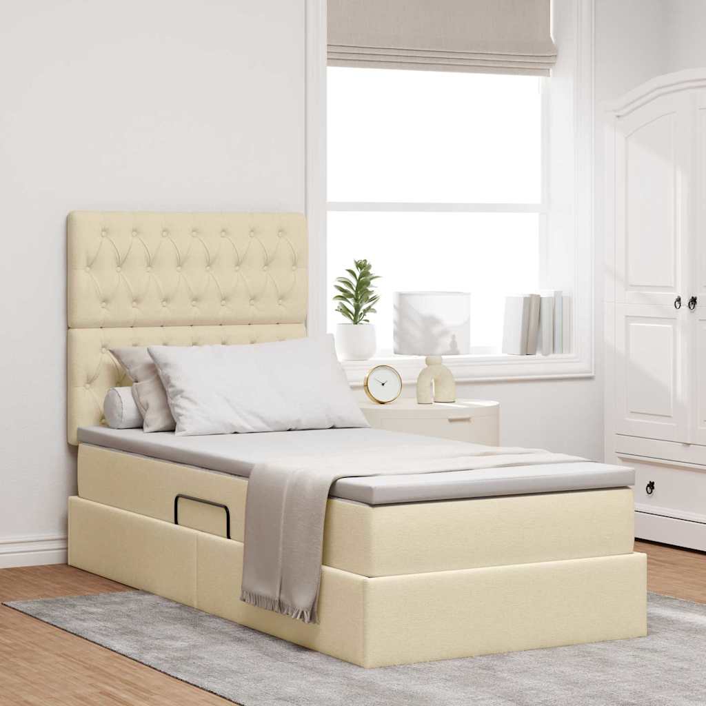 Letto con contenitore e LED Crema 90 x 190 cm Poliestere 3372451