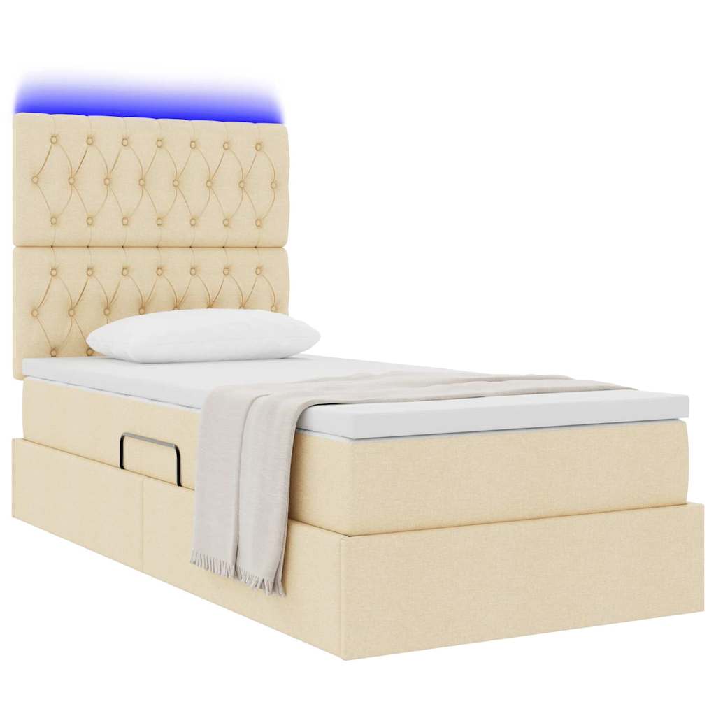 Letto con contenitore e LED Crema 90 x 190 cm Poliestere 3372451