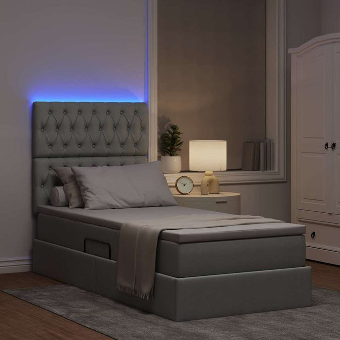 Letto con contenitore e LED con led Grigio chiaro 90 x 200 cm 3372453