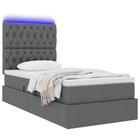 Letto con contenitore e LED con led Grigio scuro 100 x 200 cm 3372460