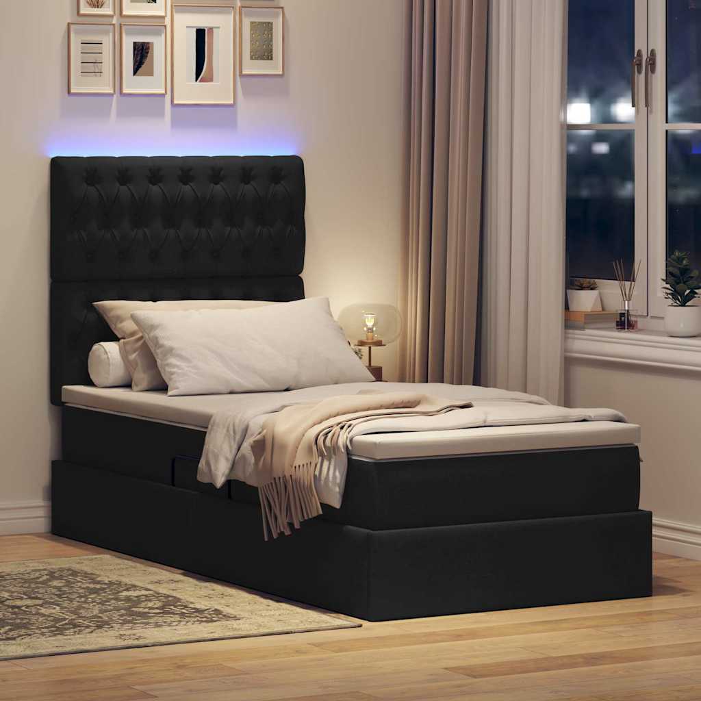 Letto con contenitore e LED Nero 100 x 200 cm Poliestere 3372461