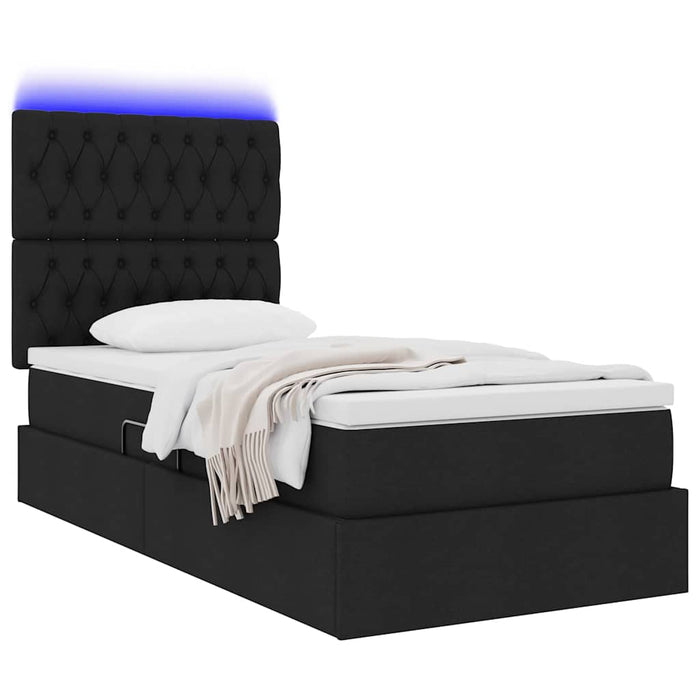 Letto con contenitore e LED Nero 100 x 200 cm Poliestere 3372461