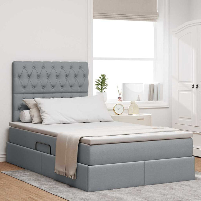 Letto con contenitore e LED Grigio chiaro 120 x 190 cm 3372465