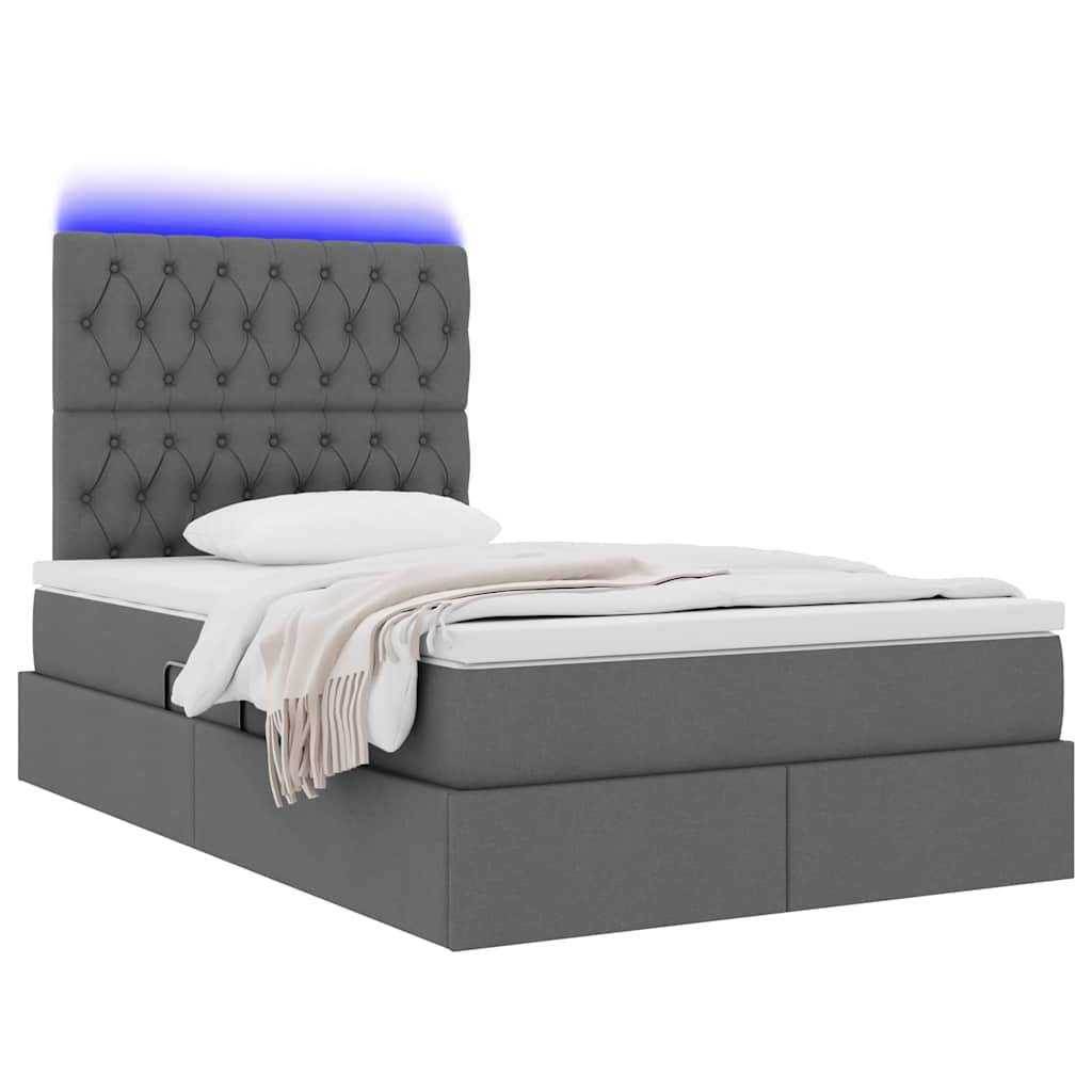 Letto con contenitore e LED Grigio scuro 120 x 190 cm 3372466
