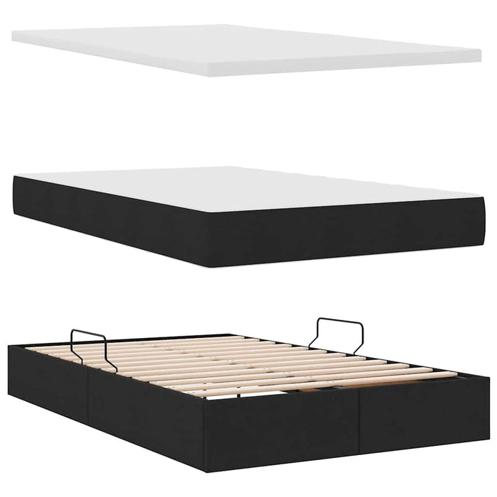 Letto con contenitore e LED Nero 120 x 190 cm Poliestere 3372467