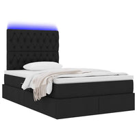 Letto con contenitore e LED Nero 120 x 190 cm Poliestere 3372467