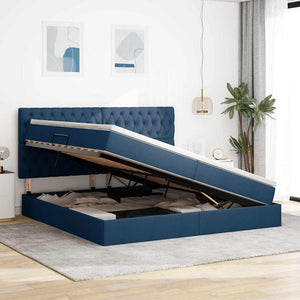 Letto con contenitore e LED con led Blu 200 x 200 cm Poliestere 3372506