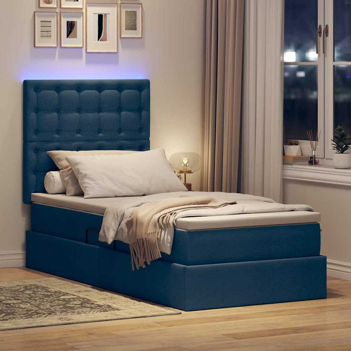 Letto con contenitore e LED con led Blu 100 x 200 cm Poliestere 3372527