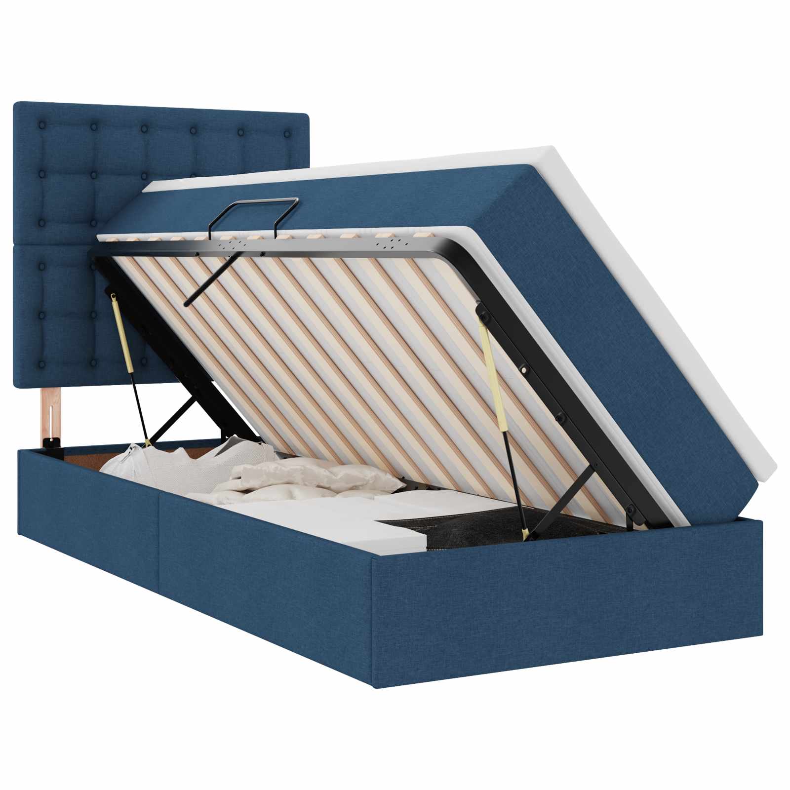 Letto con contenitore e LED con led Blu 100 x 200 cm Poliestere 3372527
