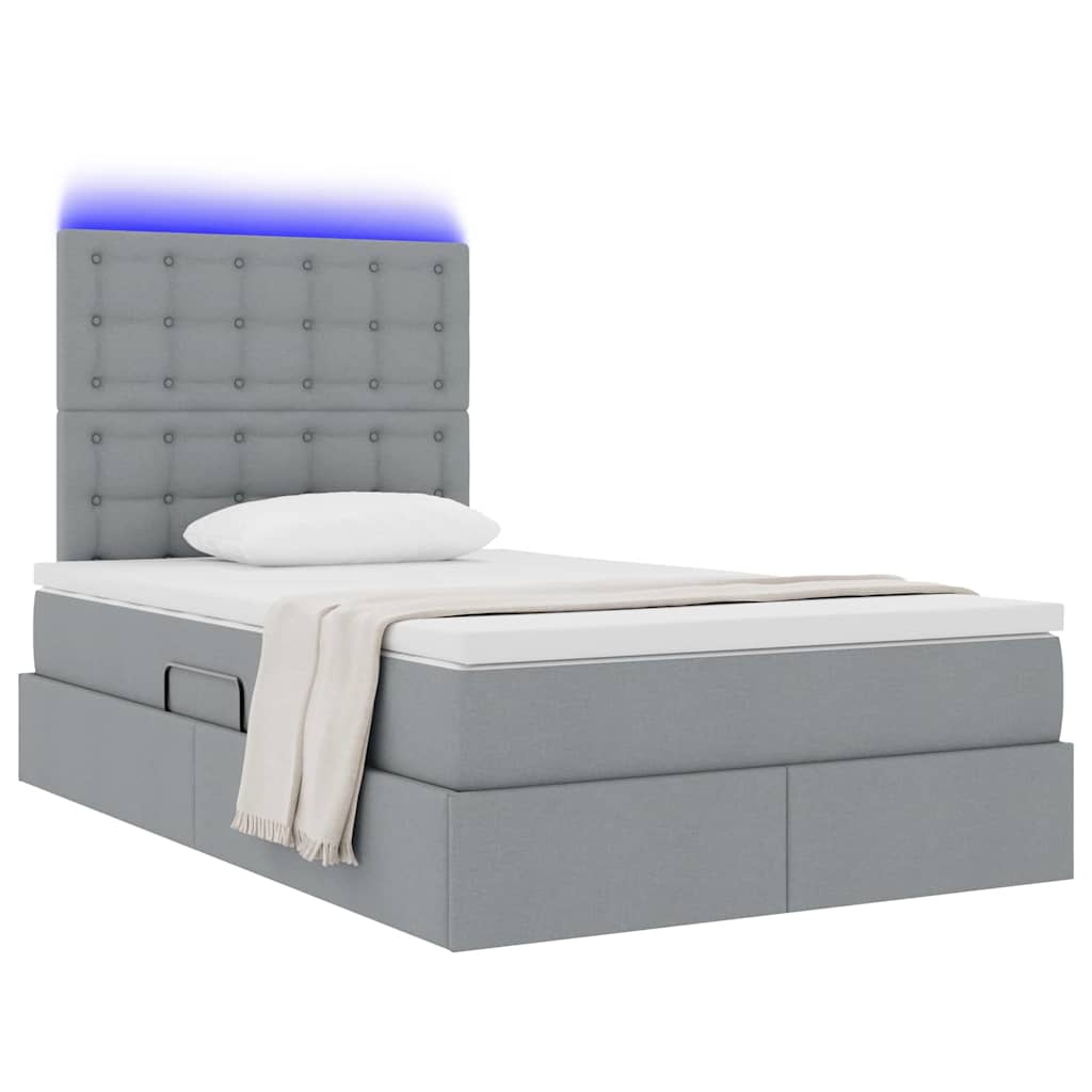 Letto con contenitore e LED Grigio chiaro 120 x 190 cm 3372528
