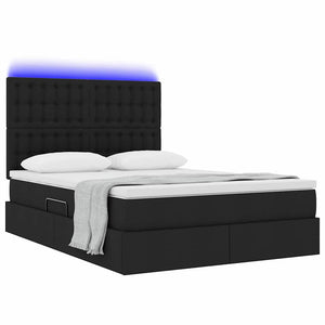 Letto con luci a strisce a LED Nero 140 x 190 cm Tessuto 3372542