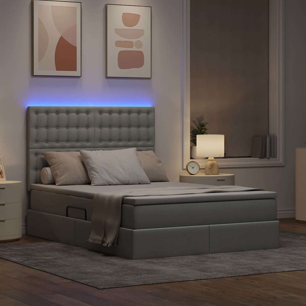 Letto con testiera Grigio chiaro 140 x 200 cm Tessuto 3372546