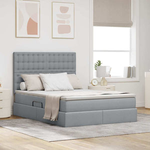 Letto con testiera Grigio chiaro 140 x 200 cm Tessuto 3372546