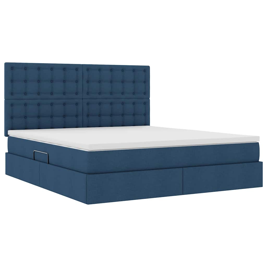 Letto con luci a strisce a LED Blu 180 x 200 cm Tessuto 3372563