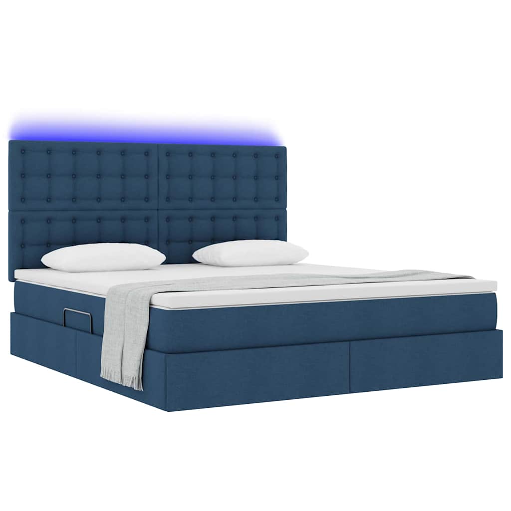 Letto con luci a strisce a LED Blu 180 x 200 cm Tessuto 3372563