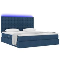 Letto con luci a strisce a LED Blu 180 x 200 cm Tessuto 3372563
