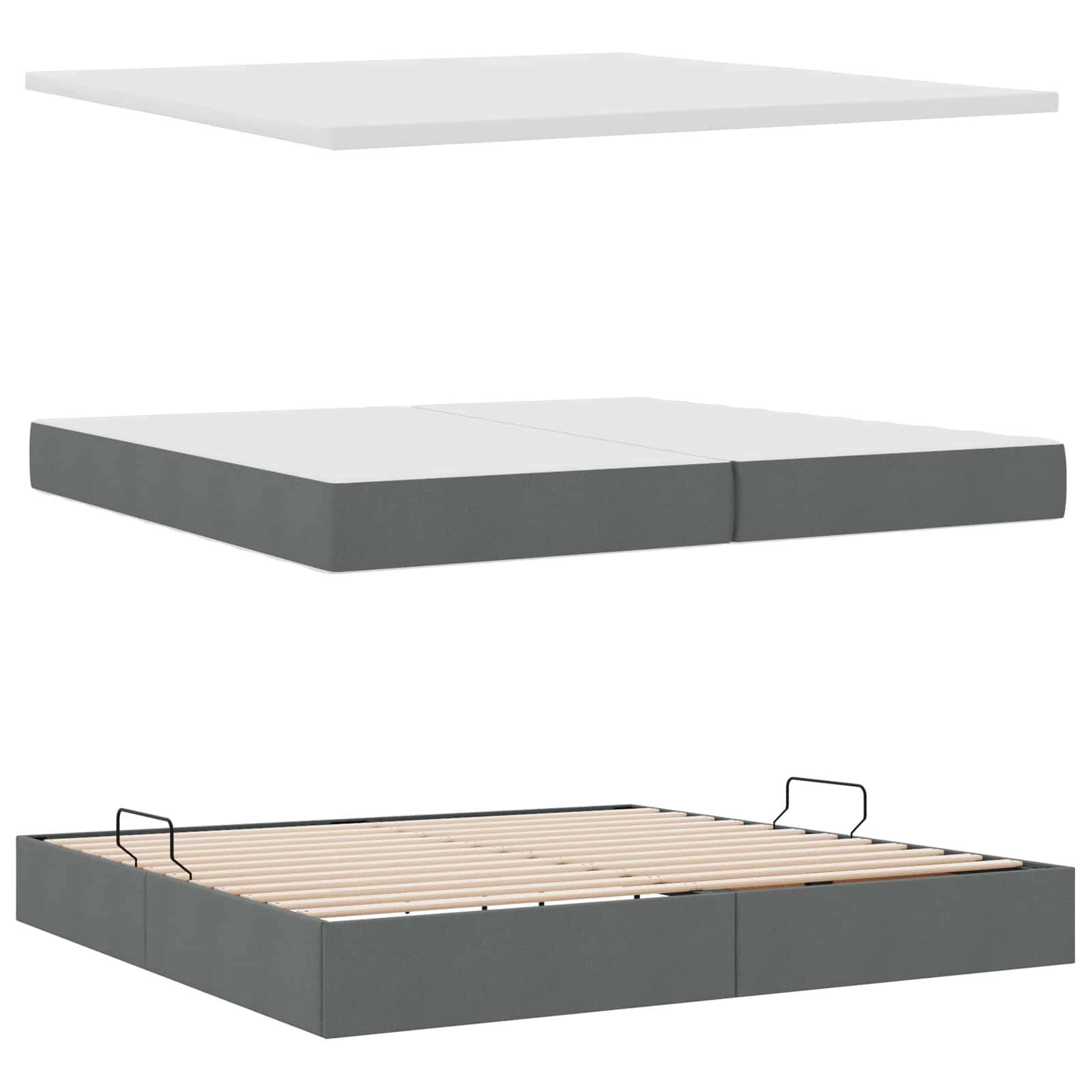 Letto con contenitore e LED con led Grigio scuro 200 x 200 cm 3372565