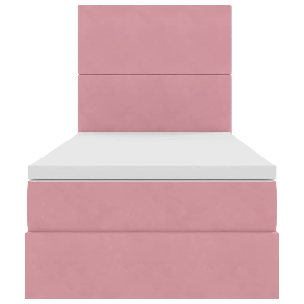 Letto con contenitore e LED con led Rosa 90 x 200 cm Velluto 3372584