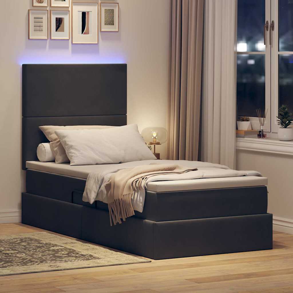 Letto con contenitore e LED Grigio scuro 100 x 200 cm Velluto 3372586