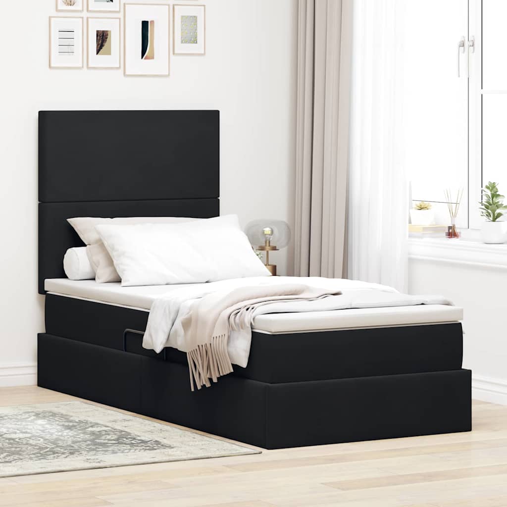 Letto con contenitore e LED con led Nero 100 x 200 cm Velluto 3372587