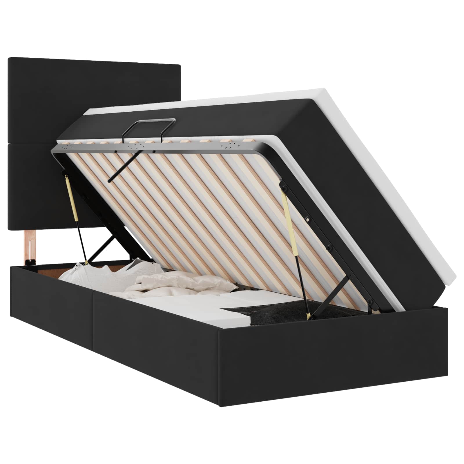 Letto con contenitore e LED con led Nero 100 x 200 cm Velluto 3372587