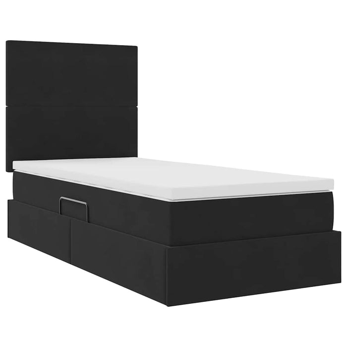 Letto con contenitore e LED con led Nero 100 x 200 cm Velluto 3372587