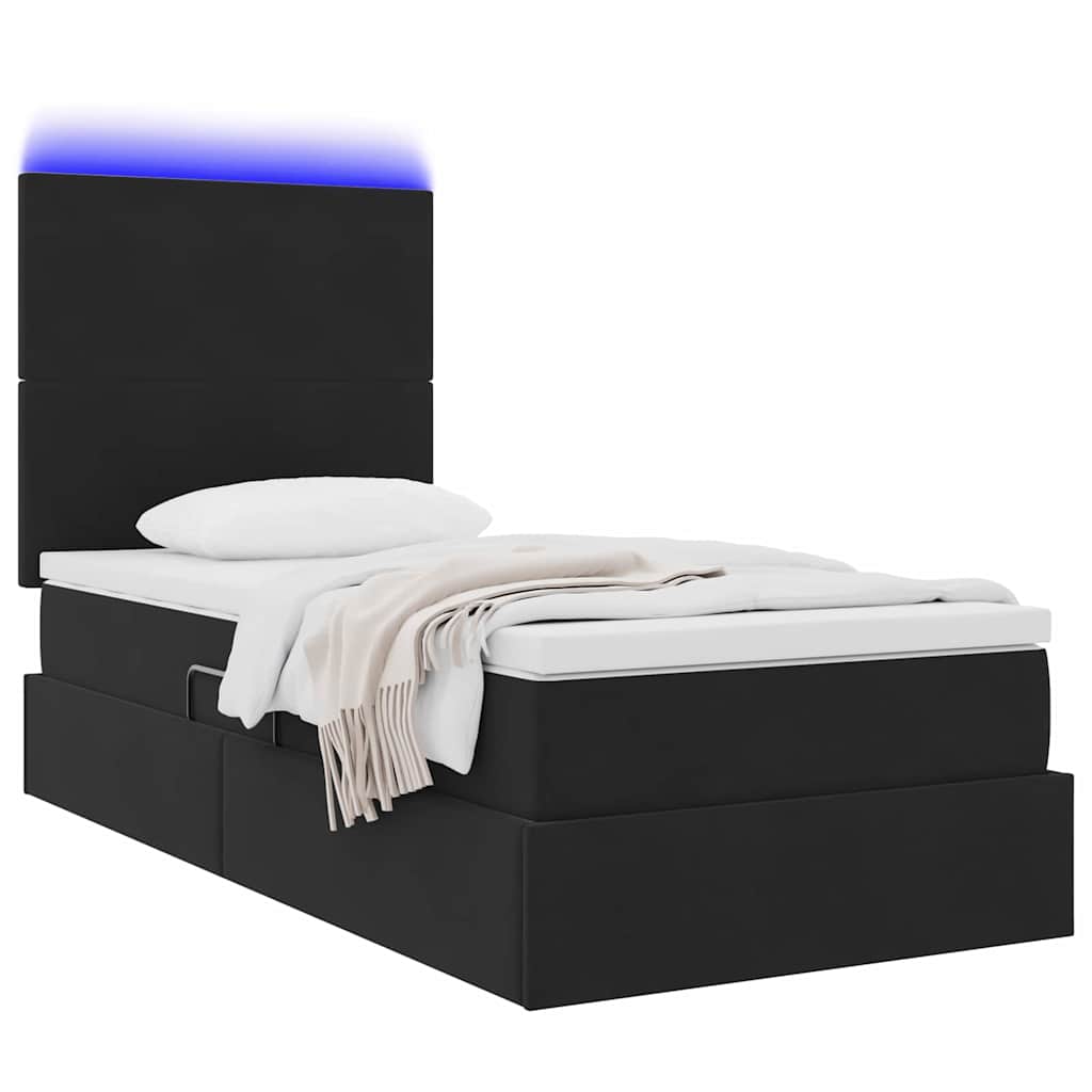Letto con contenitore e LED con led Nero 100 x 200 cm Velluto 3372587