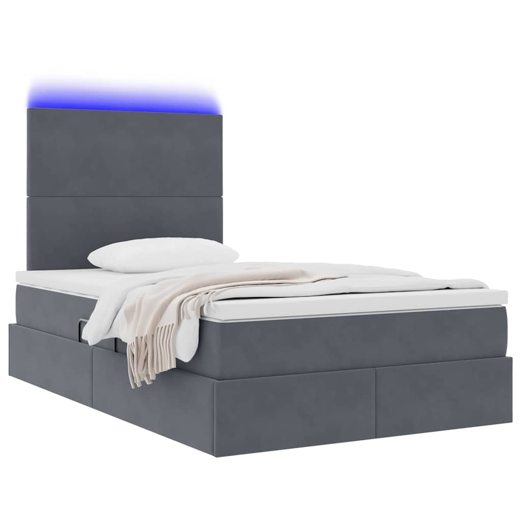 Letto con contenitore e LED Grigio scuro 120 x 190 cm Velluto 3372592