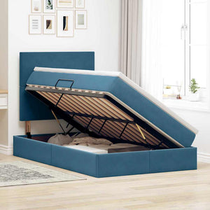 Letto con contenitore e LED Blu 120 x 190 cm Velluto 3372595