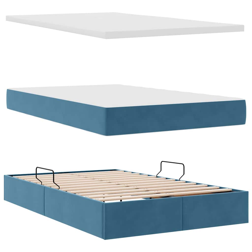 Letto con contenitore e LED Blu 120 x 190 cm Velluto 3372595