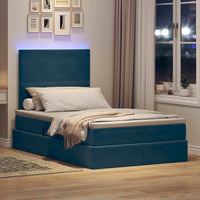 Letto con contenitore e LED Blu Scuro 120 x 200 cm Velluto 3372601
