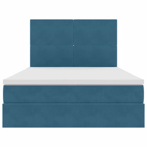 Letto con contenitore e LED Blu Scuro 140 x 190 cm Velluto 3372607