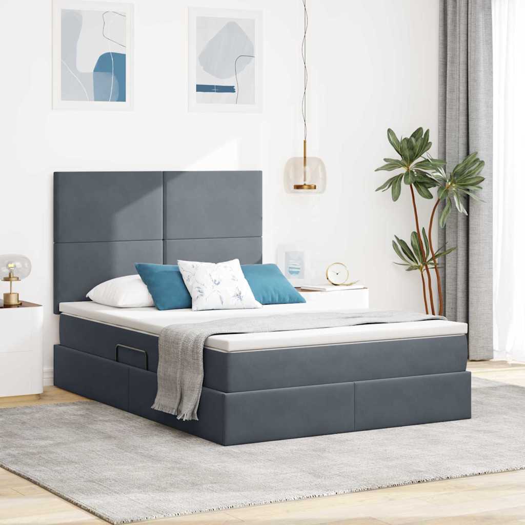 Letto con testiera Grigio scuro 140 x 200 cm Velluto 3372610
