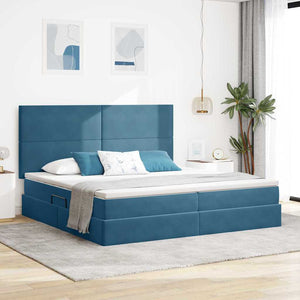 Letto con contenitore e LED Blu Scuro 200 x 200 cm Velluto 3372631