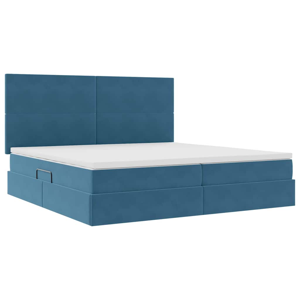 Letto con contenitore e LED Blu Scuro 200 x 200 cm Velluto 3372631